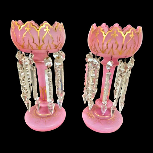 Pair pink glass - pink, lustre
